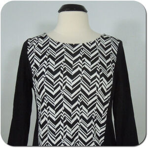ANN TAYLOR LOFT Womens M MEDIUM Black-White Top 3/4 Sleeves